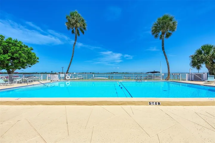 Pool with bay view as you swim