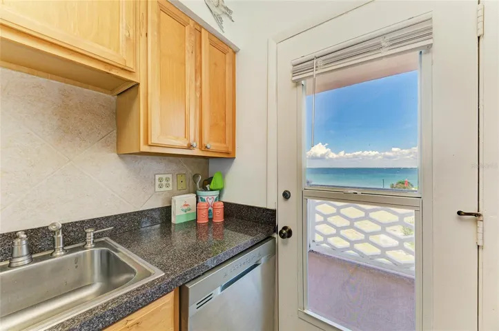 Kitchen with water view from 2nd exterior door