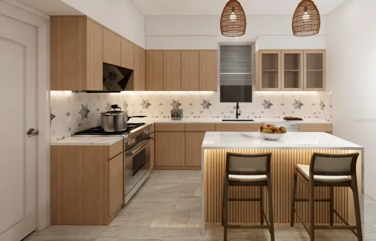 AI-generated rendering of the planned kitchen improvements.