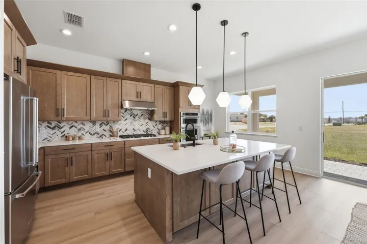 Stunning kitchen overlooking living space