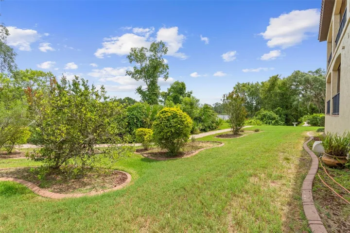 Backyard and walking path along the lake