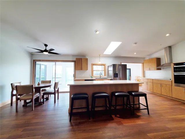 Open kitchen with lots of cabinets