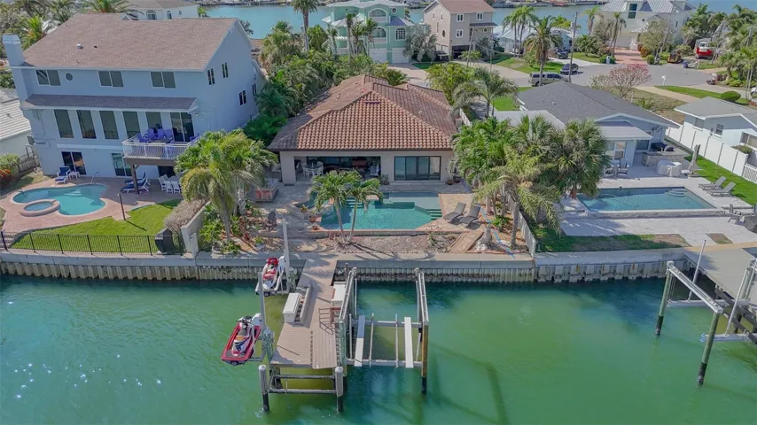 Back of Home with Dock and Lifts487 Harbor Dr S, Indian Rocks Beach, FL