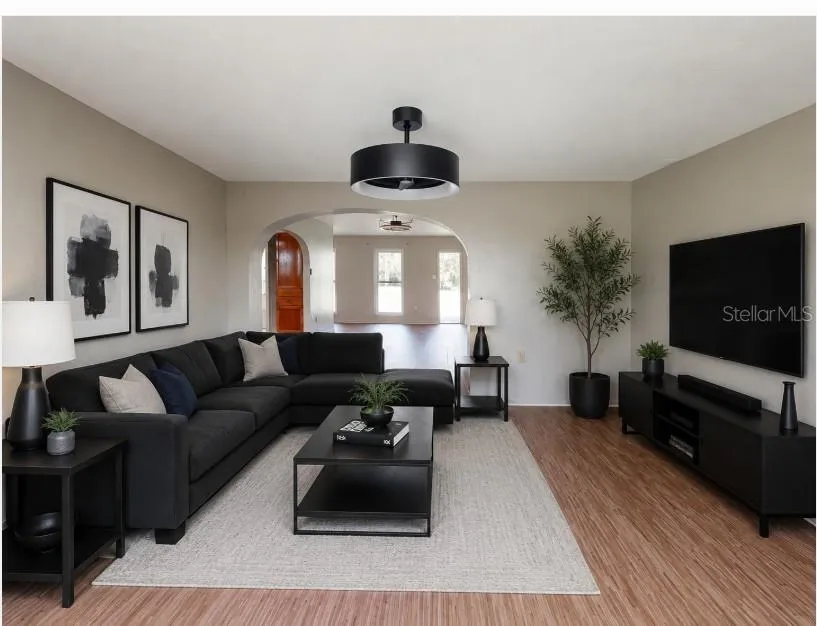 family room staged with AI