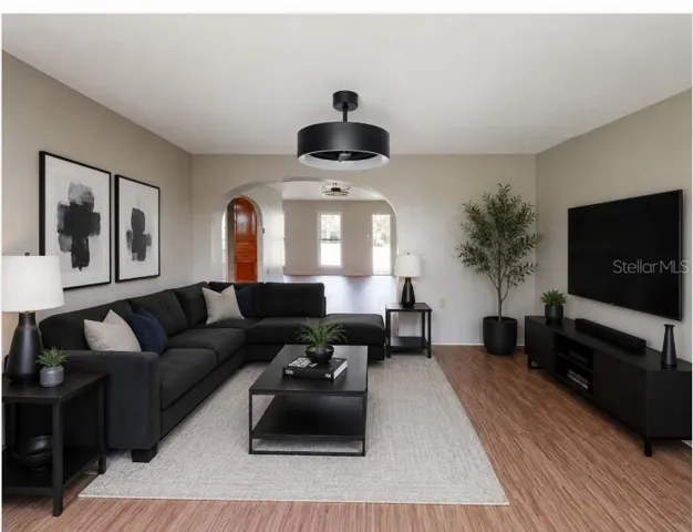 family room staged with AI