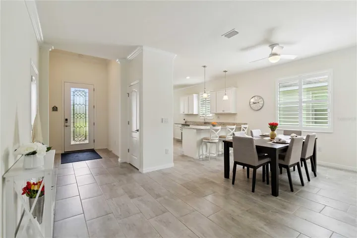 entry way and dining room