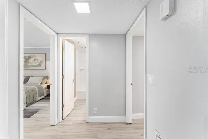 Virtually Staged Bedroom and Hall