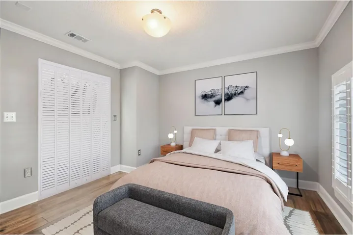 Virtually staged guest room.