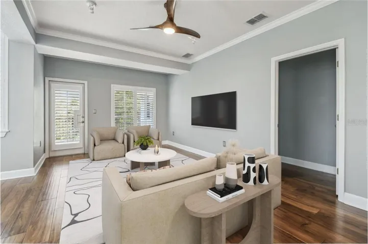 Virtually staged living room.