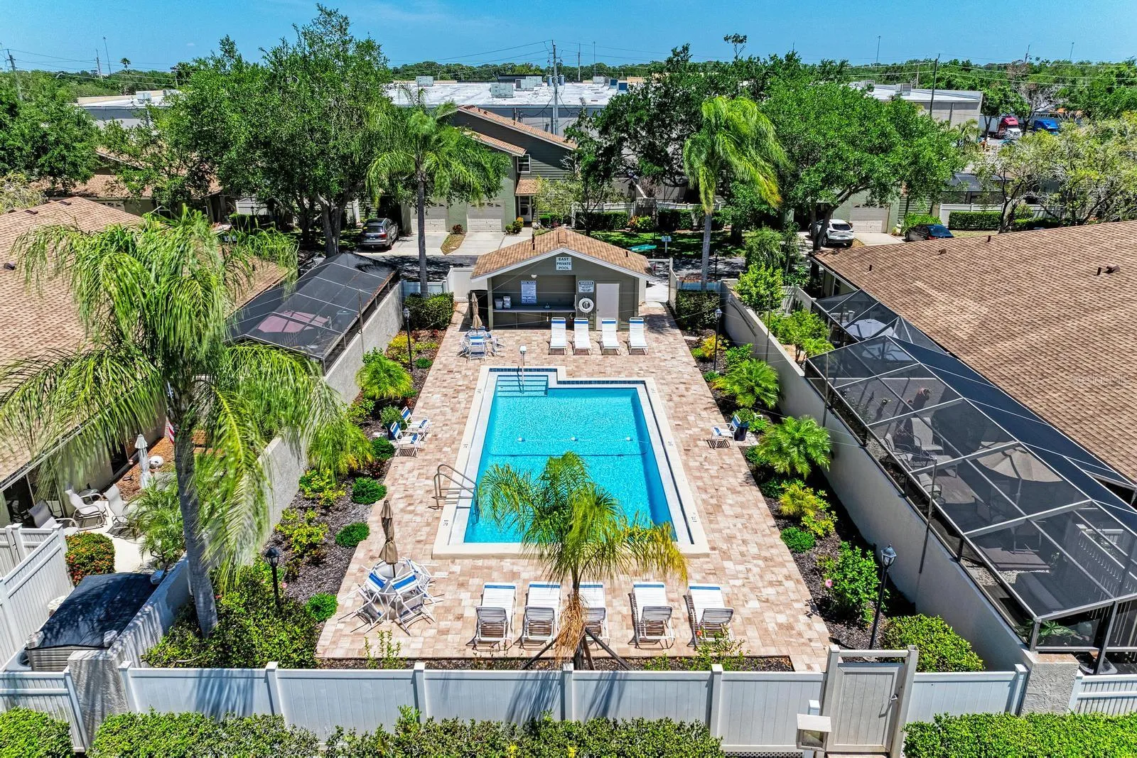 The pool is only a few doors down the street.