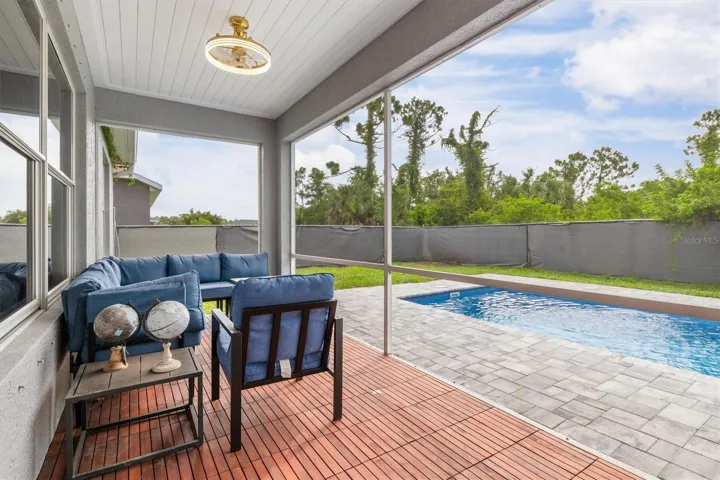 Lanai overlooking pool and back yard.