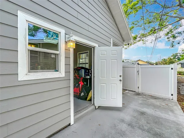 Side entrance to garage