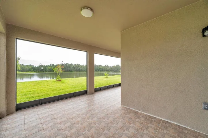 large, screened patio with water view