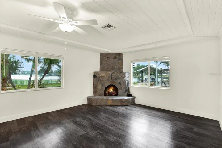 Beautiful Wood Burning Stone Fireplace