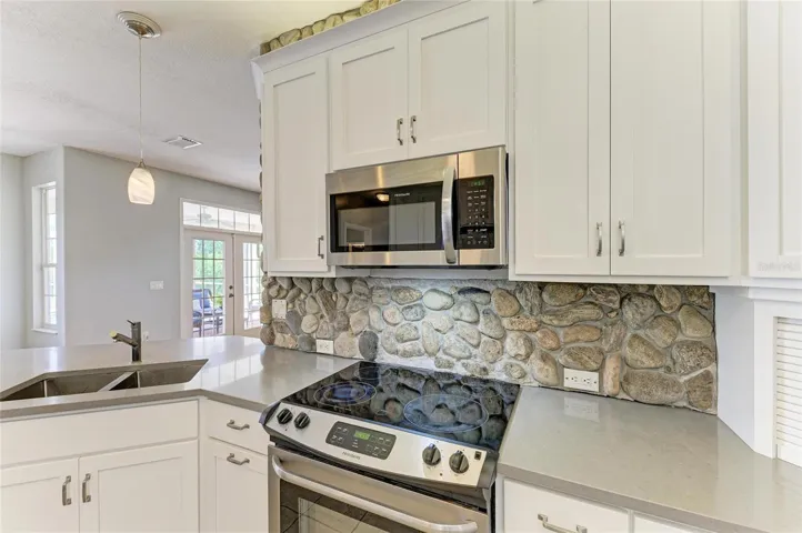 Beautiful stone accents and cabinetry
