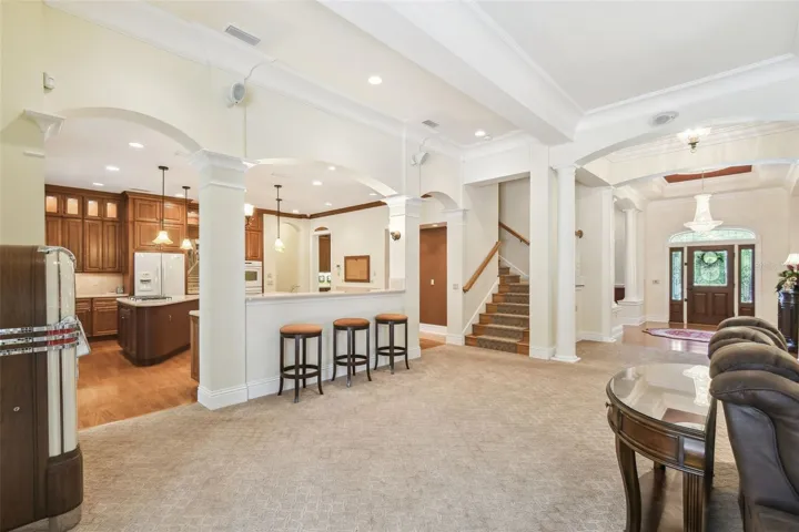 Hardwood, carpet and tile floors throughout main living areas.