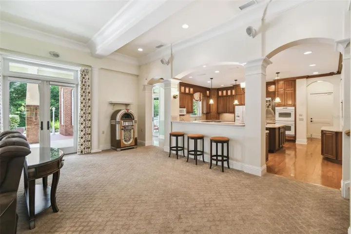 High ceiling and over 1 mile of crown molding.