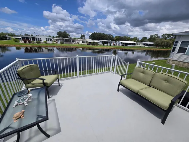 Patio on back, over looking the pond