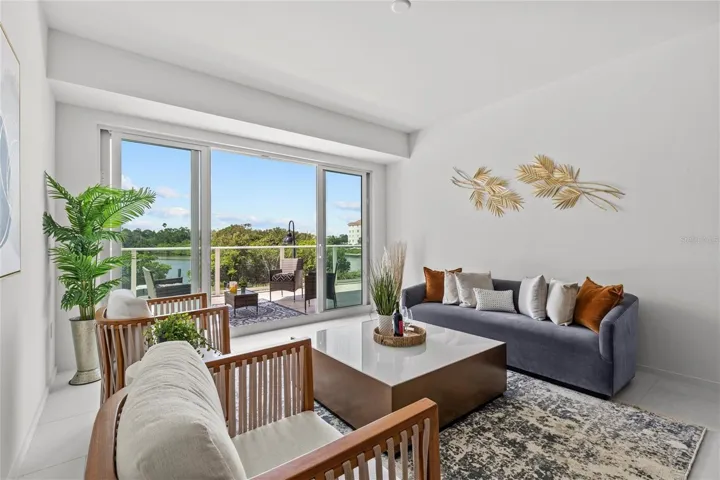 Double-doors to Private Terrace w/ South-facing Water views