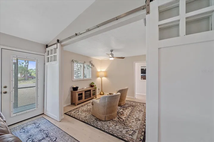 3 barn doors can seperate the two rooms, Flex room or flex 3rd bedroom or office. has a closet