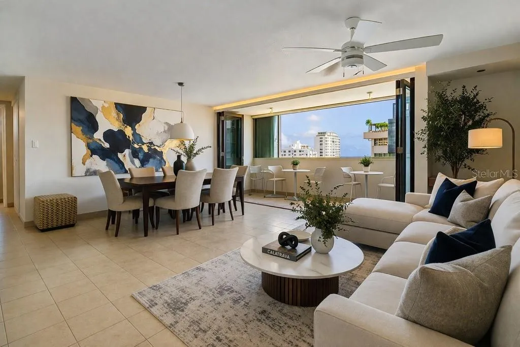 Living & Dining Area: Spacious living and dining area showcasing the property's open layout and entertaining potential. AI-generated/AI-enhanced image for illustrative purposes.