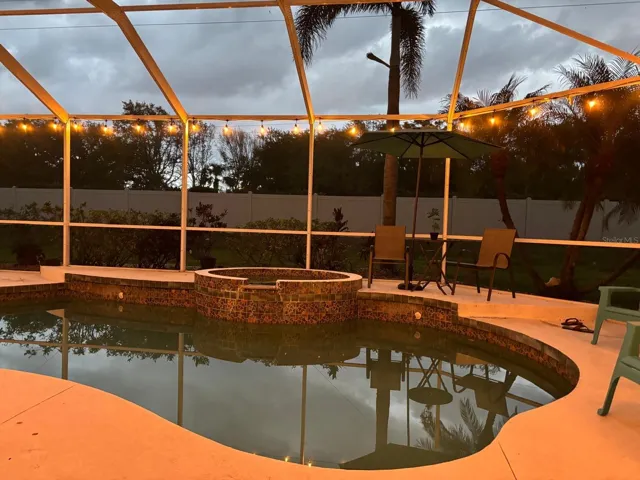 Pool view at Sunset.