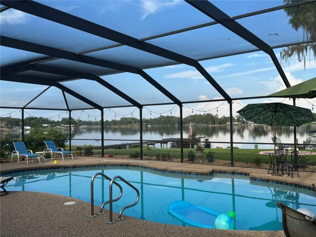 Pool & lake view looking Southwest.