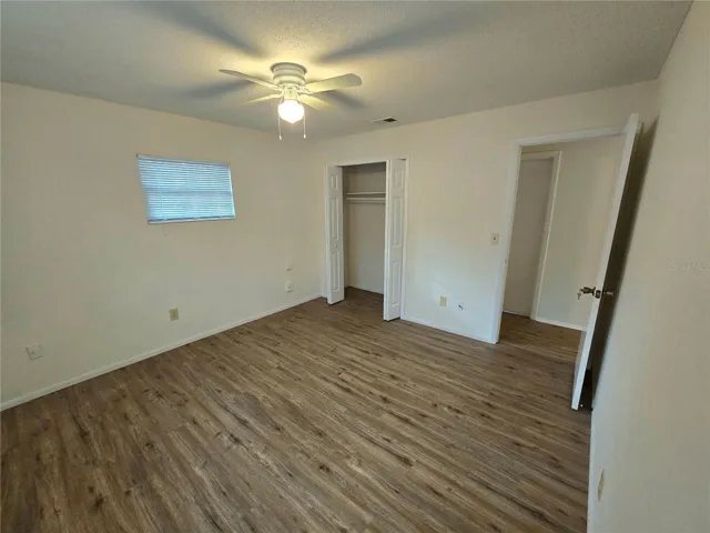 Master bedroom showing closet