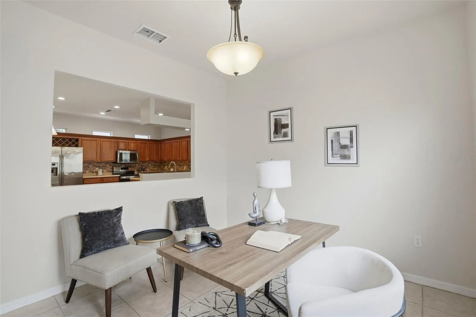 Study Opens to the kitchen