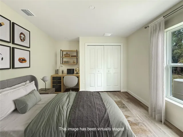 Bedroom 3 featuring Desk Nook - photos of similar model, finishes may differ. Virtual staging