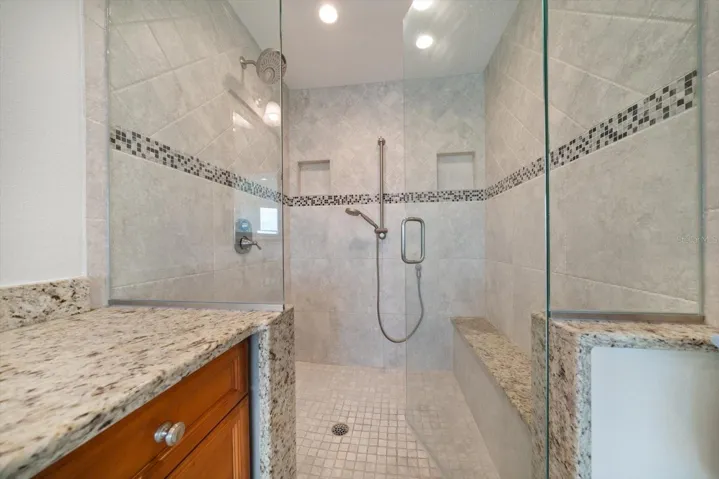 Stunning shower area in primary suite.