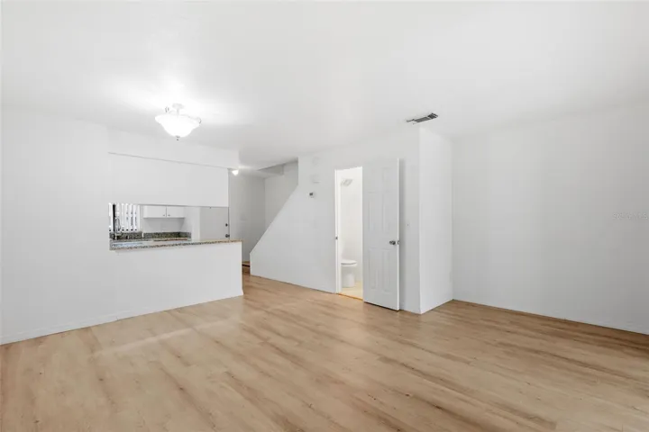 Living R/ kitchen/half bath view