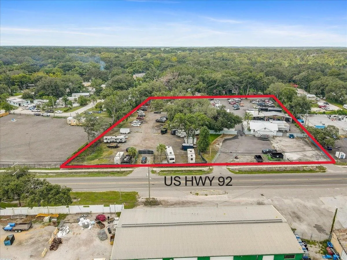 Aerial view of US Highway 92 frontage - North side of property