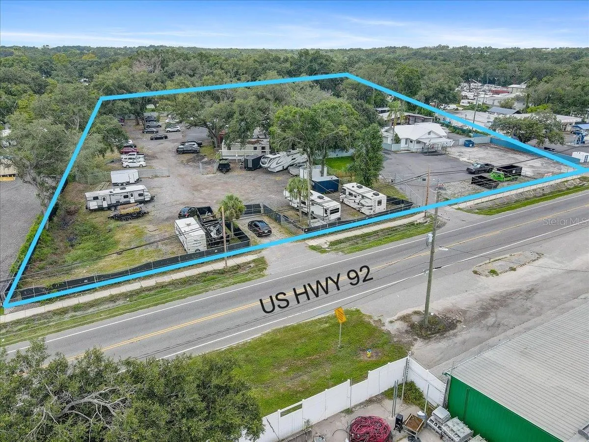Aerial view of US Highway 92 frontage - Northeast corner