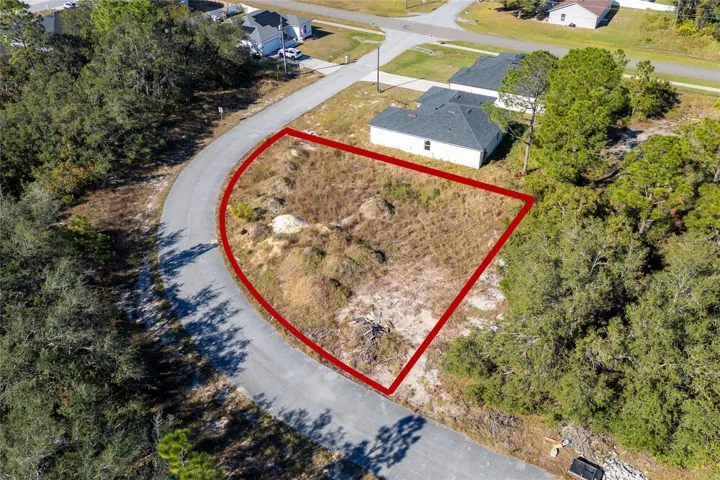 Aerial view of subject lot. Boundary lines are approximate and for illustration only; not a survey.