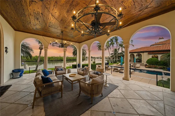 COVERED TERRACE  POOL AND WATER VIEWS