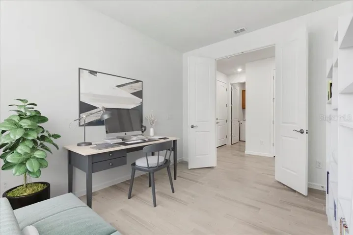 second bedroom, office staged