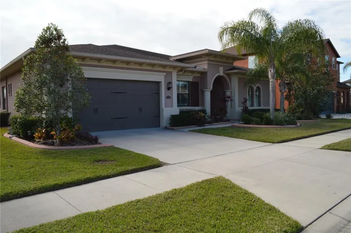 Front view and garage.
