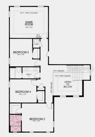 Additional Highlights Include: Gourmet kitchen, tray ceilings at primary suite, great room, foyer,a nd game room, 8' interior doors, extended covered lanai, shower in place of tub at upstairs secondary bath, and two-car courtyard garage.