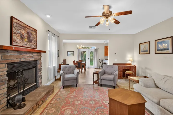 Living room with view of the dining room