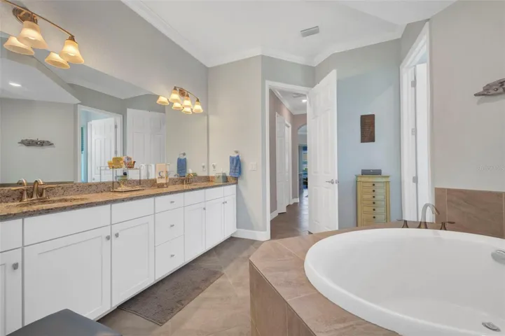 Double vanities and plenty of room for make-up.
