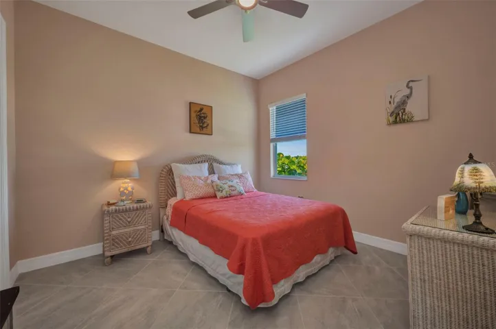 Colorful inviting guest room.