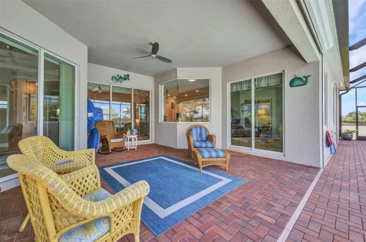 Looking toward the back of the home from the pool area.