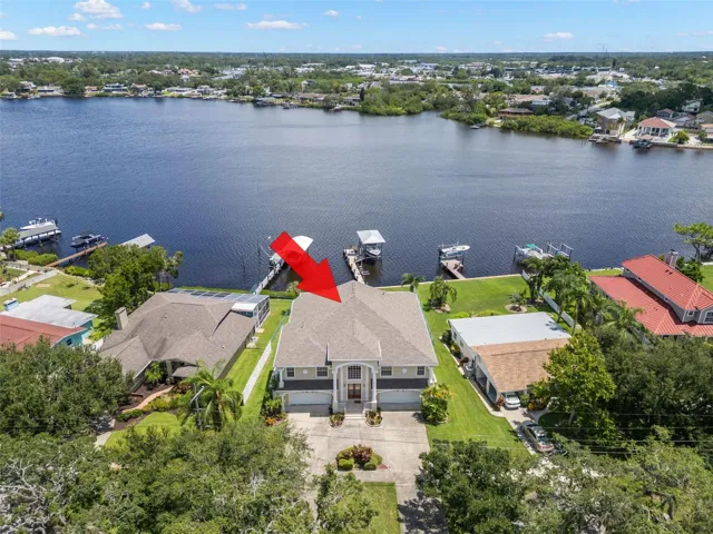 Ariel view of house and Kreamer Bayou.