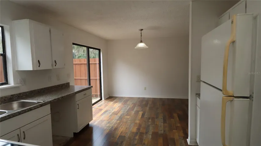 just steps from kitchen...