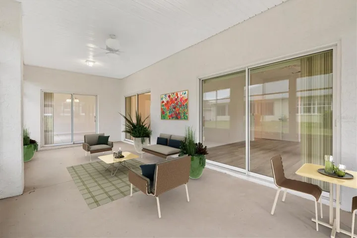 Virtually staged enclosed lanai.
