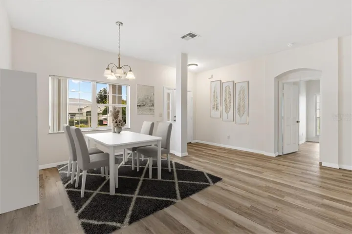Virtually staged dining room.