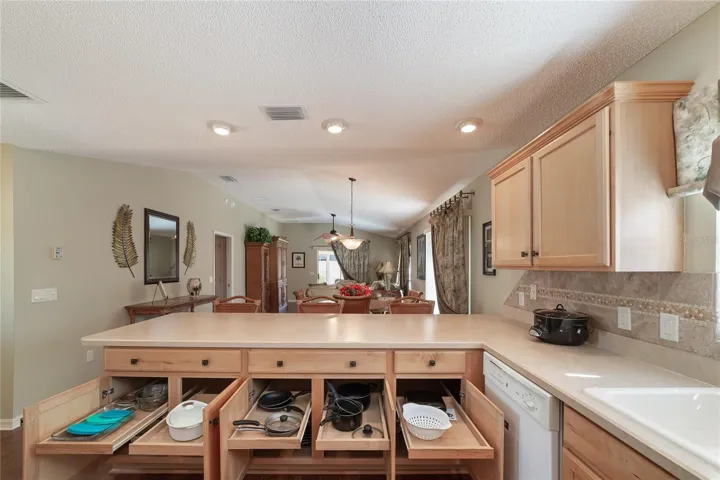 Organized drawers in kitchen