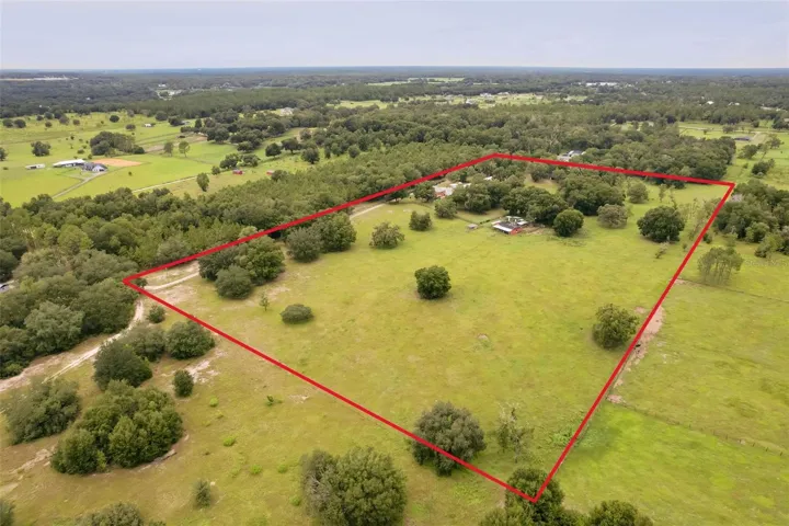 Aerial view capturing the scale and privacy of the property
