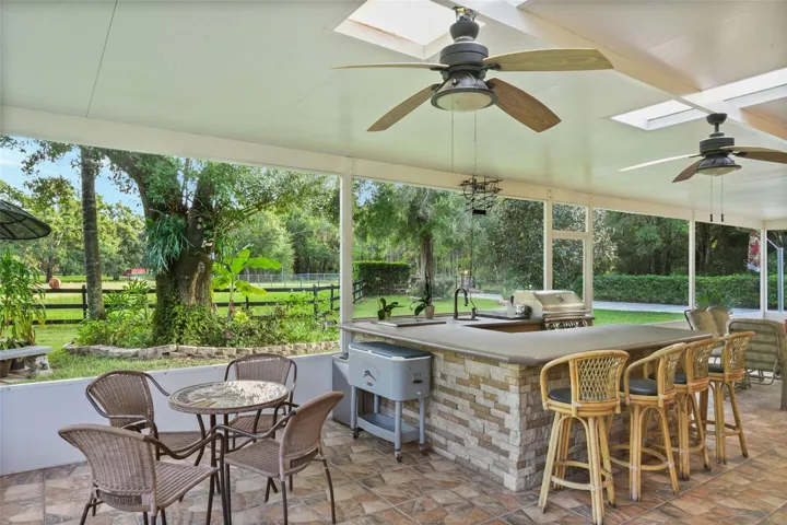 Huge 46.5 x 24ft outdoor living room with grill/bar seating